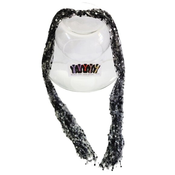 Black and Silver Ribbon Scarf Ladder Necklace NEW - Picture 4 of 6